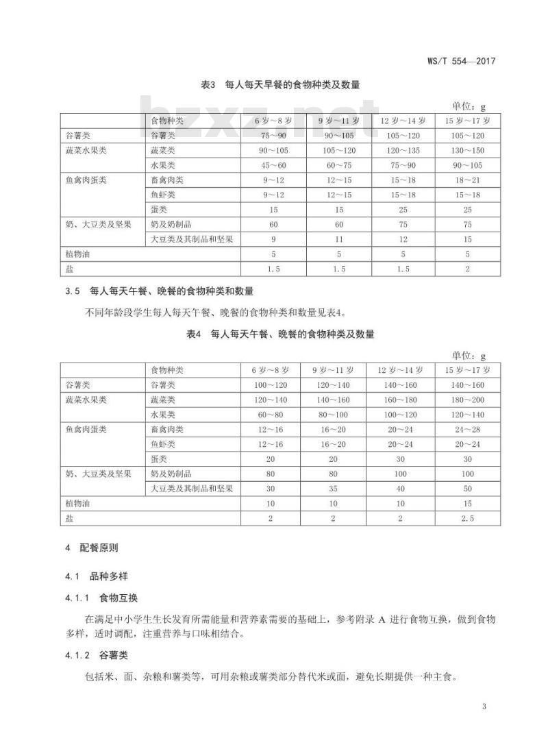 WS/T 554-2017 学生餐营养指南 WS/T 554-2017 学生餐营养指南