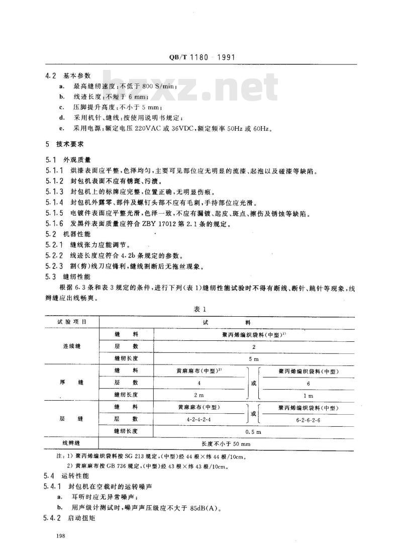 QB/T 1180-1991 工业缝纫机GK型手提式封包机机头 QB/T 1180-1991 工业缝纫机GK型手提式封包机机头