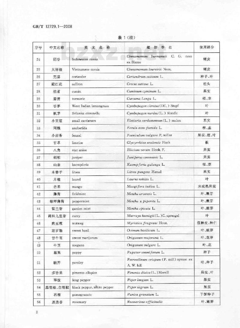 GB/T 12729.1-2008 香辛料和调味品 名称 GB/T 12729.1-2008 香辛料和调味品 名称