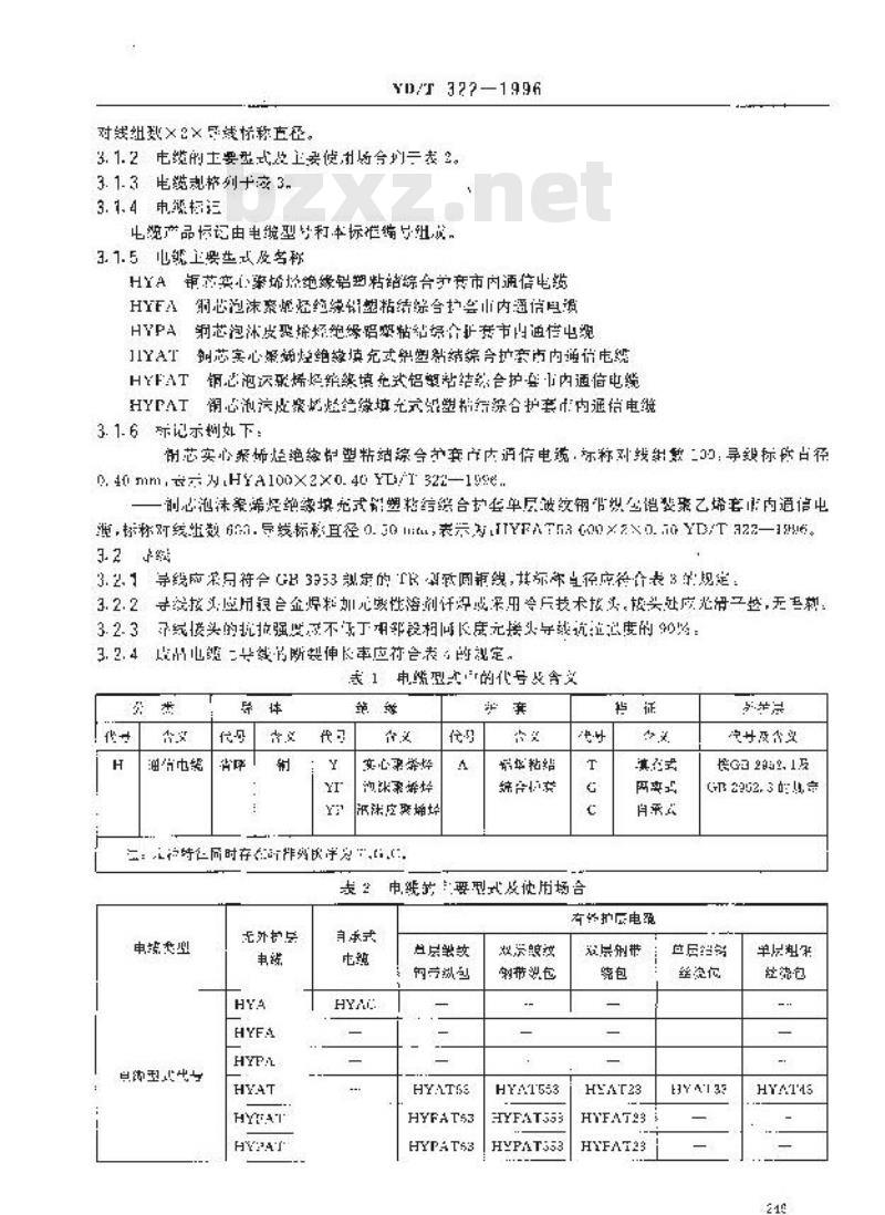 YD/T 322-1996 铜芯聚烯烃绝缘铝塑综合护套市内通信电缆 YD/T 322-1996 铜芯聚烯烃绝缘铝塑综合护套市内通信电缆