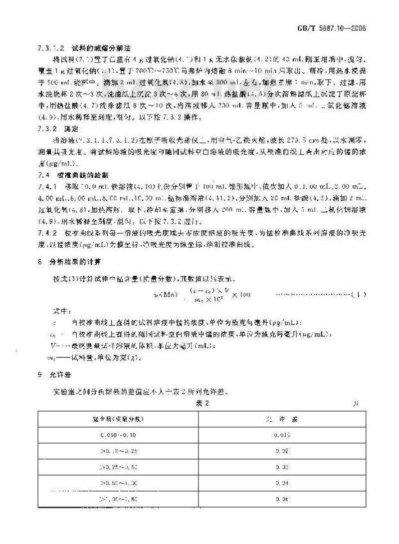 GB/T 5687.10-2006 铬铁 锰含量的测定 火焰原子吸收光谱法 GB/T 5687.10-2006 铬铁 锰含量的测定 火焰原子吸收光谱法