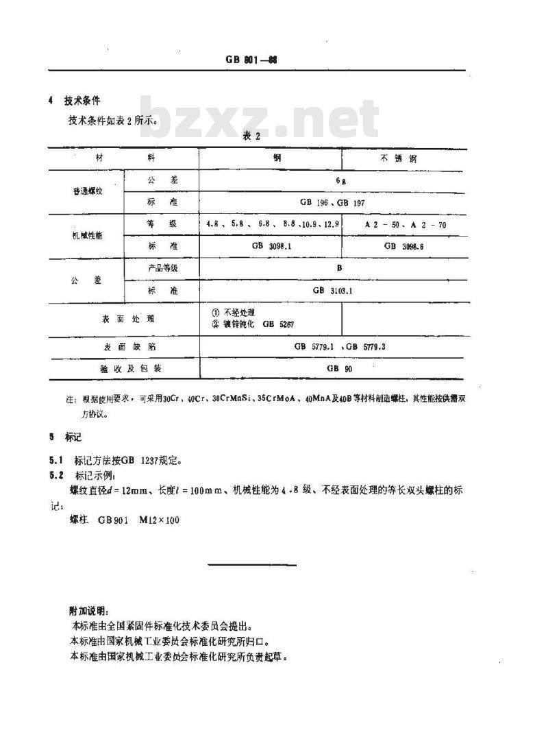 GB/T 901-1988 等长双头螺柱 B级 GB/T 901-1988 等长双头螺柱 B级