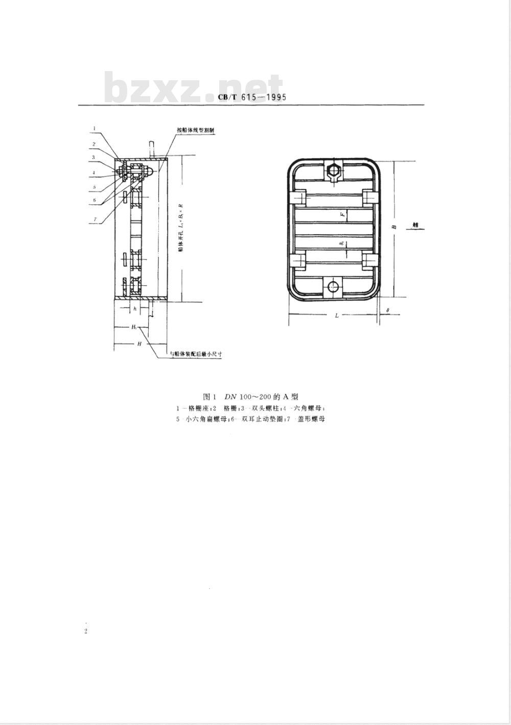 CB/T 615-1995 船底吸入格栅 CB/T 615-1995 船底吸入格栅