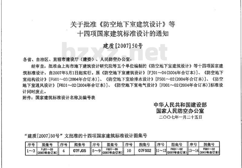 07FJ01 防空地下室建筑设计07FJ01~03(2007年合订本) 07FJ01 防空地下室建筑设计07FJ01~03(2007年合订本)