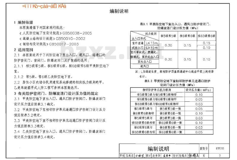 07FJ03 防空地下室建筑设计示例 07FJ03 防空地下室建筑设计示例